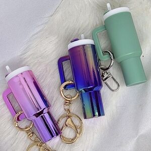 3 Piece Chapstick Holder Keychain Set | Mini Tumbler Lip Balm Stanley Inspired